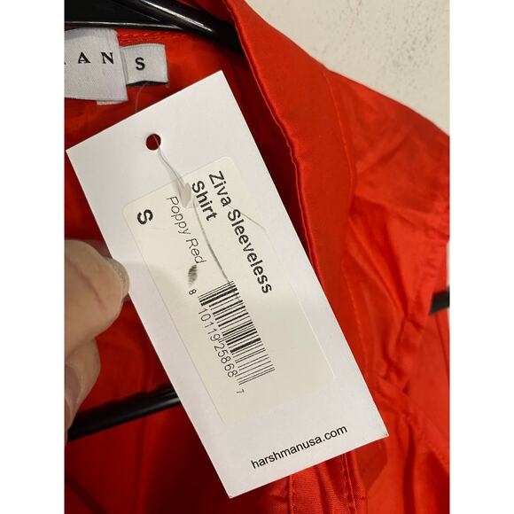 New Harshman Ziva Sleevless Shirt, Poppy Red Size Small - Picture 3 of 4